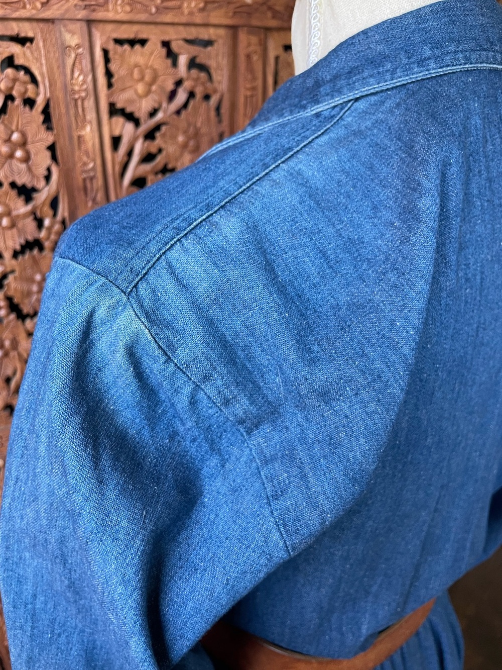 American Vintage Western Denim Jean Button-Front Midi Maxi Dress - Picture 10 of 16
